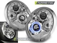 Přední světla Mini Cooper, 2001-2006, Angel Eyes, chrom Přední světla Mini Cooper, 2001-2006, Angel Eyes, chrom